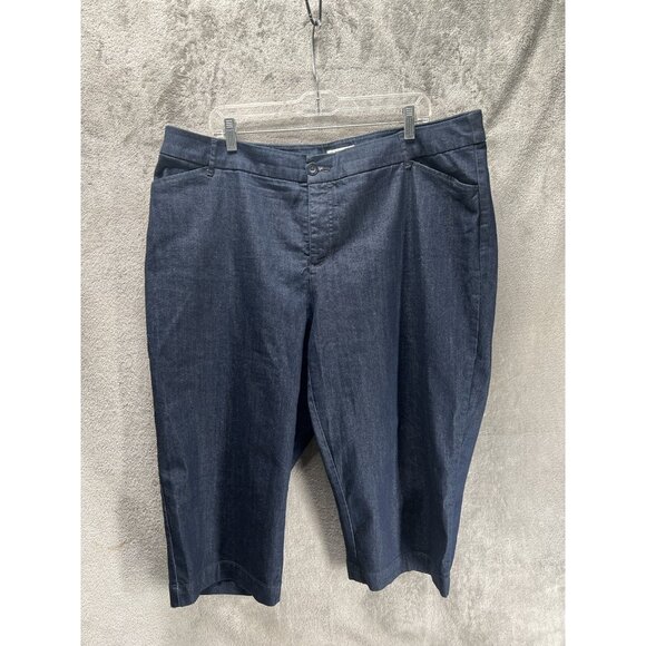 St. John's Bay Pants - St. Johns Bay Women’s 20W Blue Jean Capris Pockets Stretch Comfort Cotton Blend